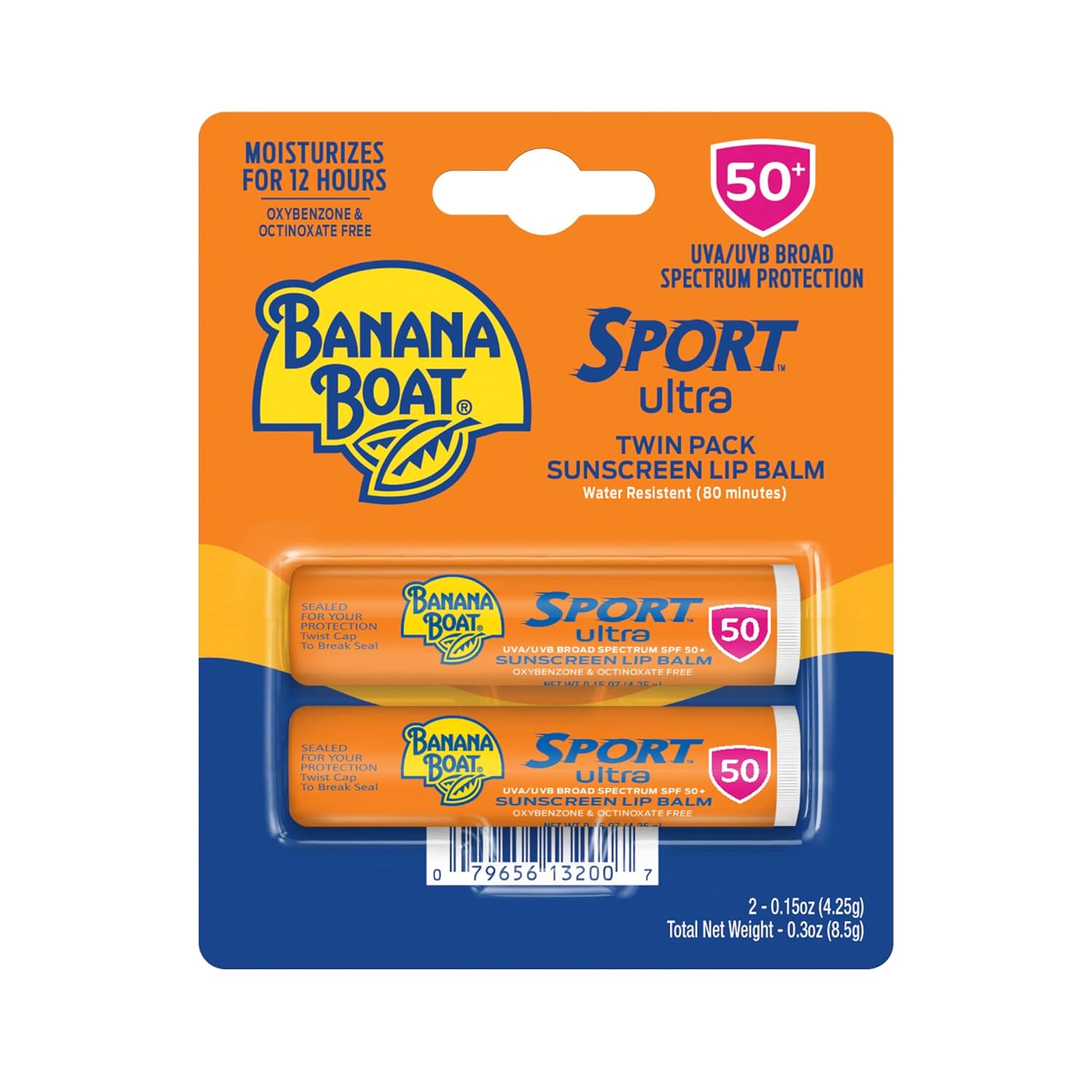 Banana Boat Sport Ultra SPF 50 Lip Sunscreen 2 Pack | SPF Lip Balm, Banana Boat Sunscreen for Lips, Beach Essentials, Beach Necessities, Summer Essentials, Sun Care, Sunblock for Lips, Twin Pack 24hrsmart